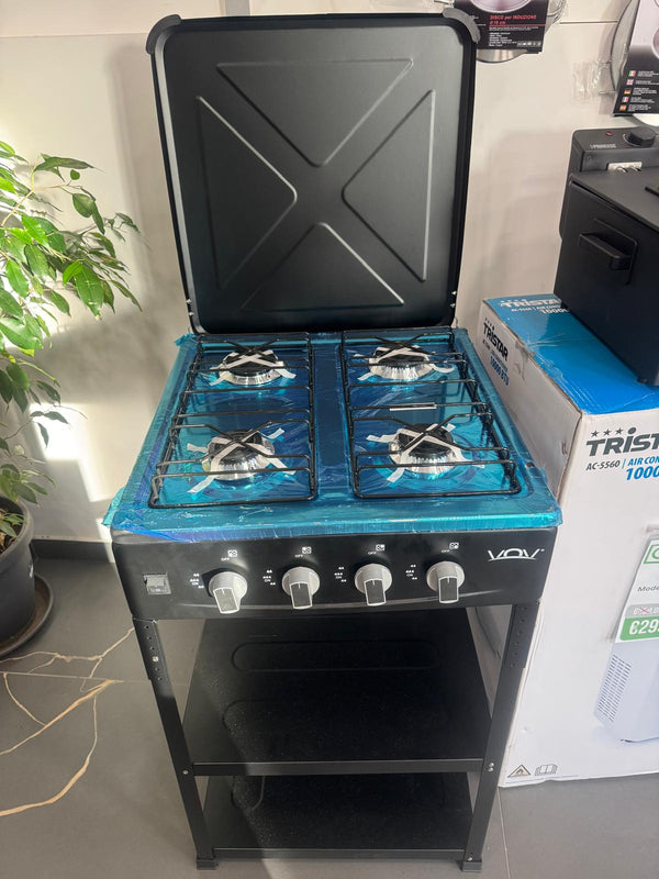CUCINA NERA 60X60CM VOV MENSOLA D'APPOGGIO 4 FUOCHI