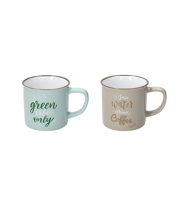 Mug 360 cc Natural Love Stoneware Multicolor