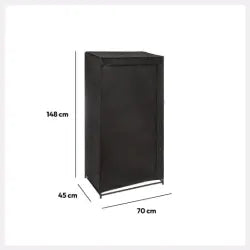 Five guardaroba armadio tessuto non tessuto nero, barra appendiabiti, 68x45x148 cm