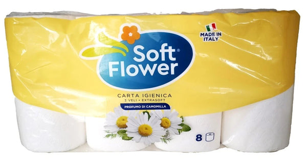 Soft Flower 8 Rotoli Igienica 3 Veli Camomilla Made In Italy